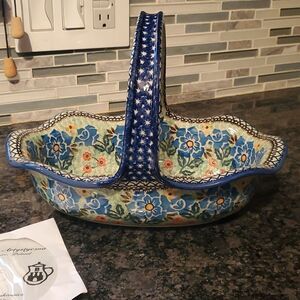New Teresa Andrukiewicz presence of love original hand painted ceramic basket LE